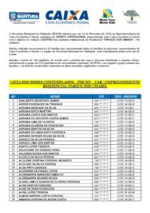 lista de contemplados.